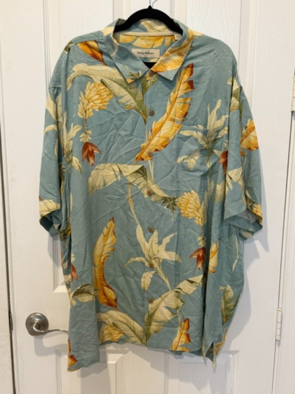 Tommy Bahama Silk Shirt 3XB Blue Tropical Floral Resort Big Tall